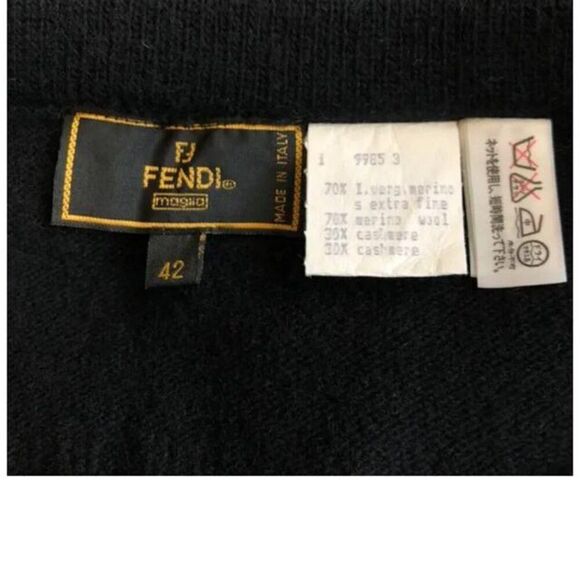 Fendi Black Wool-Cashmere Skirt and Sweater Set - Size 42 - Picture 7 of 7